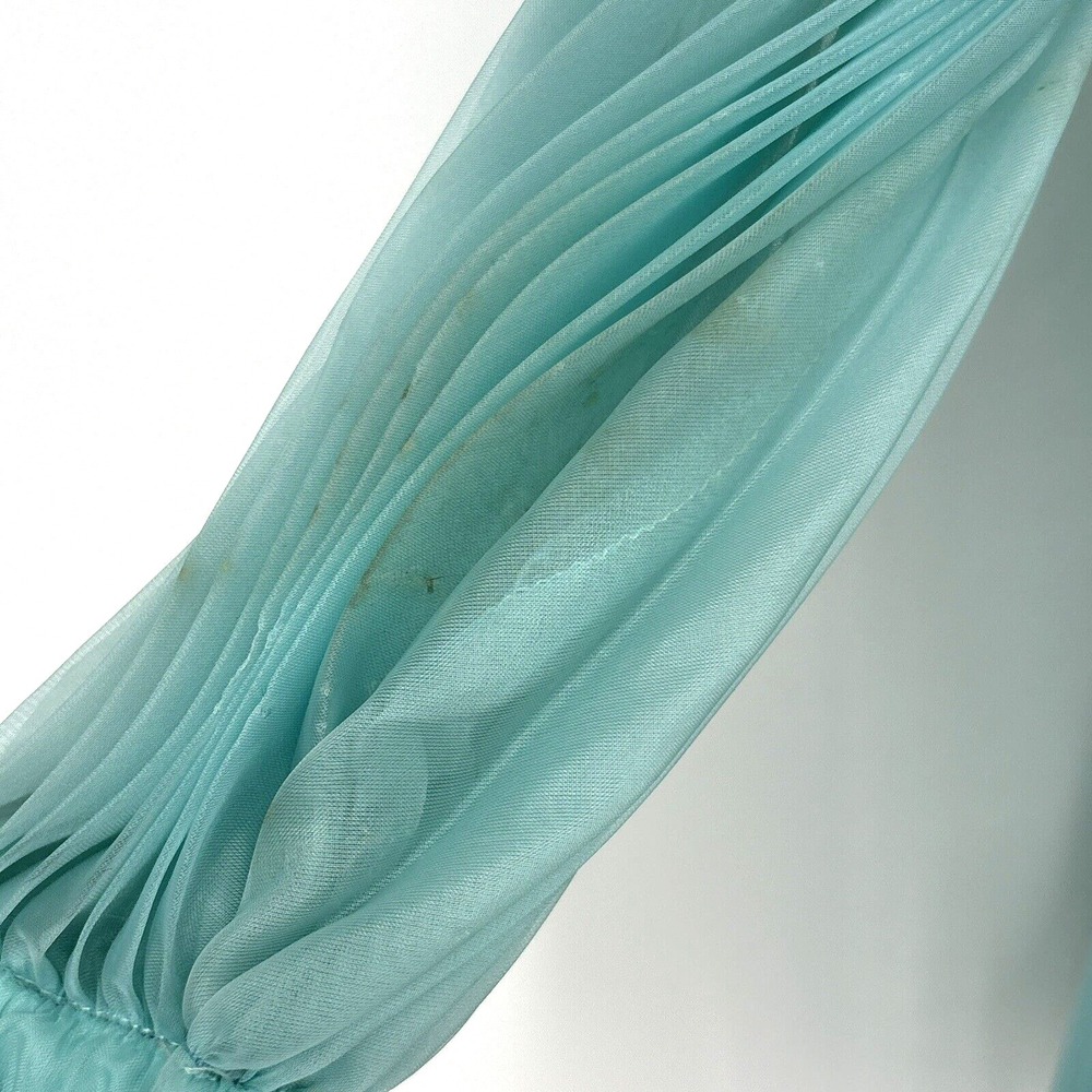 Vintage 1950's Montgomery Ward Aqua Chiffon Dress Gown 26" Waist Tags *READ* - Picture 9 of 16